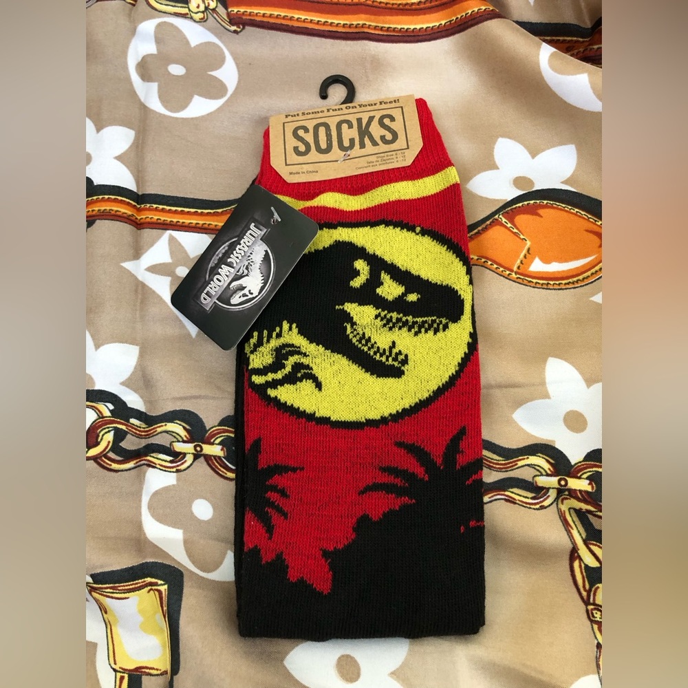 Nwt Novelty Jurassic World Crew Socks
